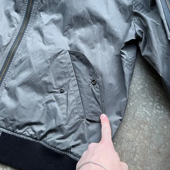 Wallace & Barnes Mens Gray Nylon Cotton MA-1 Military Bomber Jacket XL Talon Zip - Picture 7 of 11